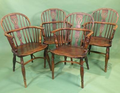 A matched set of four early/mid 19thC yew