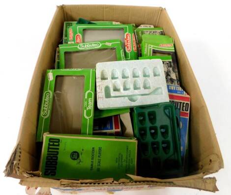 Subbuteo boxes, lids, liners and inner trays. (a quantity)