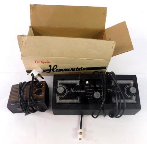 A Hammerstein TV Games Console, boxed, together with a Binatone LED electronic clock radio, model O1/6500B. (2)