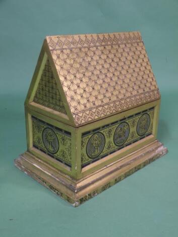 A late 19thC arts and crafts style giltwood casket