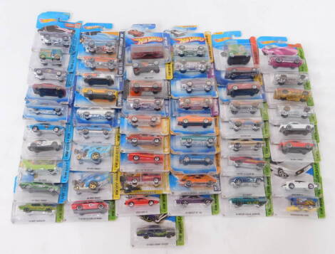 Hot Wheels die cast motor cars, in blister packs. (a quantity)