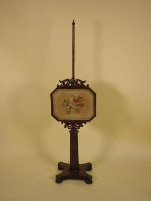 A William IV mahogany pole screen