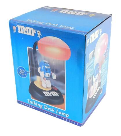 A PF Products M & Ms talking desk lamp, boxed.