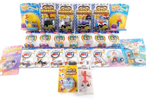 Children's toys, including Rig Warriors., Baby Liz's Puppy Loving Pete and Cowboy Cody., Tiny Toon., Pepsi Team., Bendy Lights., in blister packs. (a quantity)