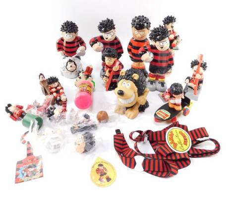 Dennis The Menace collectables, to include a Gnasher money box, tooth brush holders, bubble bath containers and other figures. (a quantity)