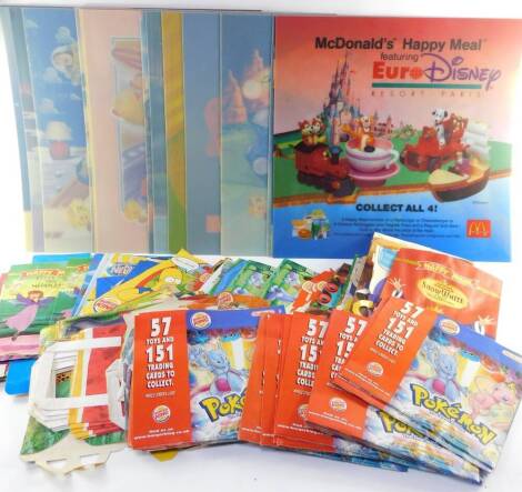 McDonald Happy Meal advertising place mats, Happy Meal box bags, etc. (a quantity)