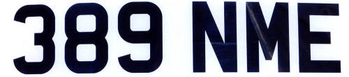 389 NME. A cherished registration plate, currently held on retention. To be sold upon instructions from the executors of Nigel Burn (Dec'd). For sale by Tender. Final bids to be submitted by 1pm Wednesday 24th March.