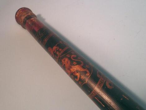 A 19thC ebonised wooden truncheon or tipstaff