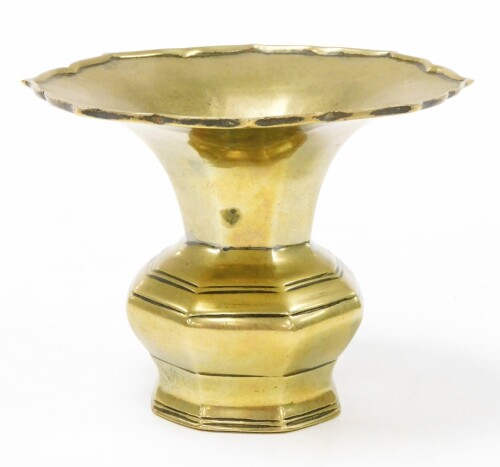 A 19thC Chinese bronze vase, with flared rim and octagonal baluster body, 10.5cm high, 13.5cm diameter.