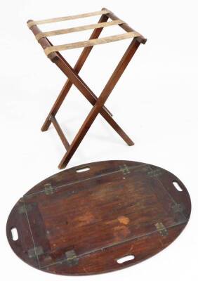 A 19thC mahogany butler's folding tray and stand, 76cm x 45cm. - 2