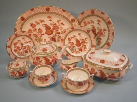 An extensive Wedgwood golden cockerel pattern part dinner and tea service