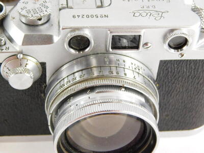 A Leica IIIc camera, serial number 500249, with a Leitz 5cm f2 Summitar lens, number 661835, in a leather case. - 3