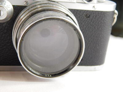 A Leica III camera, serial number 314696, with a Leitz 5cm f2 Summitar lens, number 506181. - 2