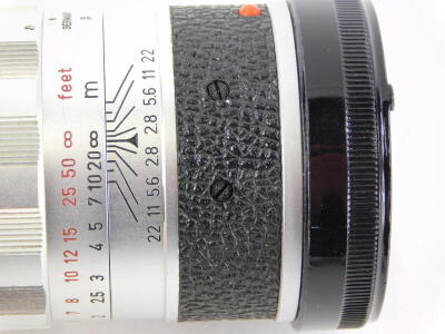 A Leitz 90mm f2.8 Elmarit Telephoto lens, with bayonet fit, serial number 1805214. - 3