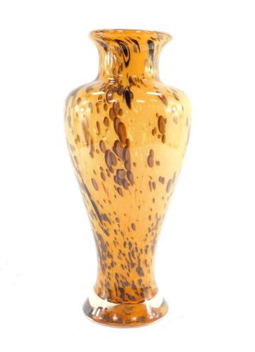 An aventurine orange and brown glass vase, possibly Venetian, of baluster form, 36.5cm high.