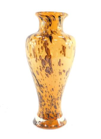 An aventurine orange and brown glass vase, possibly Venetian, of baluster form, 36.5cm high.