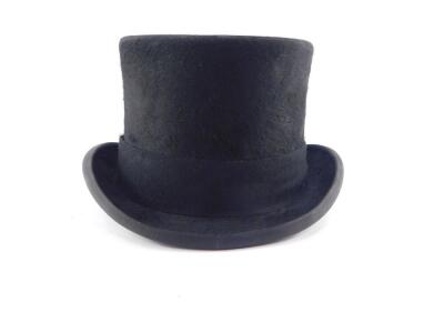 A Christies of London black top hat, inner circumference 57cm. - 3