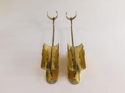 A pair of Danish brass maritime Kerosene lamps, by G V Harnisch EFTF of Kjobenhavn., Nos 61958 and 61132., with brackets, 37cm high. - 4