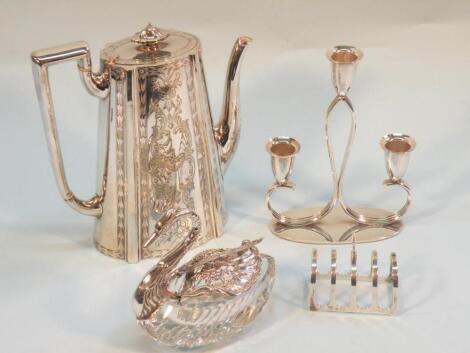 A four division small silver toast rack