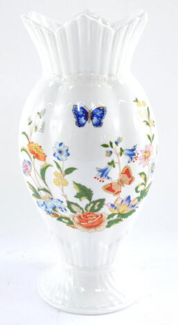 An Aynsley Cottage Garden baluster vase, with stylized top, 27cm high.