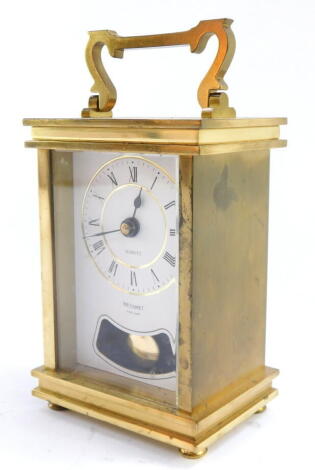 A heavy gilt brass Metamec quartz carriage clock, 13cm high.