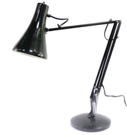 A green anglepoise table lamp, 80cm high extended.