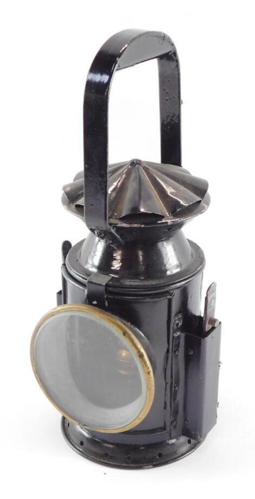 A WWII C. Eastgate & Son Ltd military issue railway lamp, black