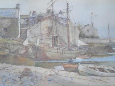 Joseph Hughes Clayton (19th/20thC). Newlyn Harbour - watercolour