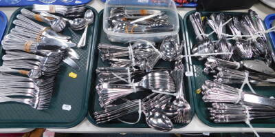 Assorted silver plated flatware. (3 trays)