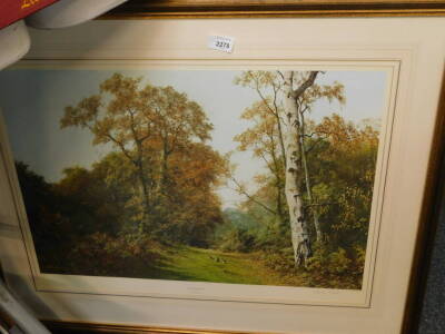 Caeser Smith (John). The Greenwood, artist signed print, number 647-650, framed, 61cm x 43cm.