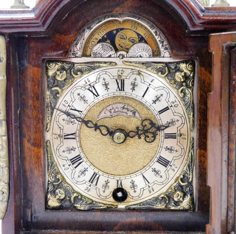 A Georgian style burr walnut miniature bracket clock, marked John Smith ...