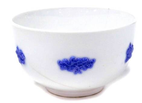 A Crown Staffordshire porcelain sugar bowl, with applied blue basalt decoration to border, and blue stamp to underside, 9cm wide.