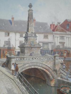 G T C (?) (19thC). High Bridge Lincoln - watercolour drawing