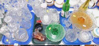 Glassware, to include decanters, cut glass basket, vases, etc. (3 trays)