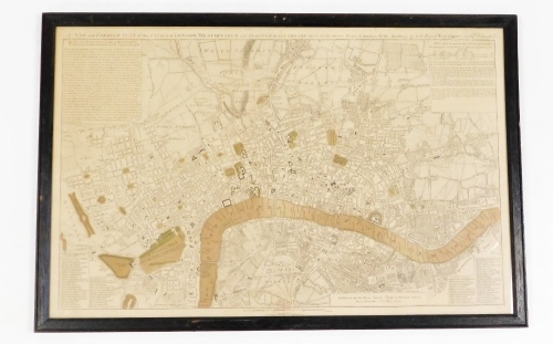 A New and Correct plan of The Cities of London, Westminster and Borough of Southwalk, circa 1790, by Robert Sayer, 46cm x 72cm, framed and glazed.