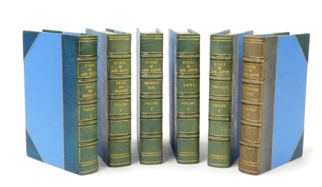 Austen (Jane). Works, six leather bound volumes, half calf, bound by Bangorski and Sutcliffe for Asprey, edition de luxe.