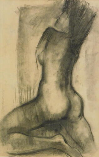 Antonin (Tony) Bartl (1912-1998). Female study, charcoal, signed and dated 1976, 54cm x 35cm.