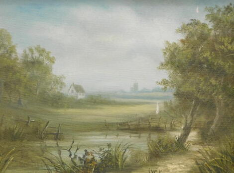 Robert Ixer (b.1941). Country view, oil on canvas, signed, 29cm x 39cm.