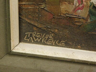 Trevor Lawrence. Street scene, oil on canvas, signed, 69.5cm x 39.5cm. - 3
