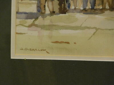 G.C. Barlow. Early morning at a French market, watercolour, signed and titled verso, 37cm x 47cm. - 3