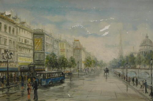 Bianchini (20thC) Paris street scene, oil on canvas, signed, 60cm x 92cm.