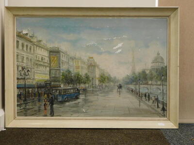 Bianchini (20thC) Paris street scene, oil on canvas, signed, 60cm x 92cm. - 2