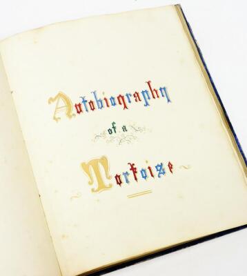 A mid 19thC sketch book, the blue boards entitled Autobiography of A Tortoise, and will illuminated title page and pencil inscription, relating to Grace Pearson, incorporating a collection of small watercolour landscape sketches and a pen and ink sketch, - 4