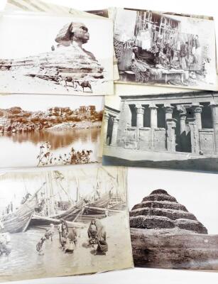 A collection of early to mid 20thC photographic monochrome prints of Egypt and North Africa, depicting historical buildings and monuments, street scenes with figures, architectural features, etc., some with details for G Lekegian & Co Photo Art and other - 3