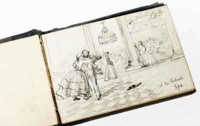 A small Victorian artist pocket sketch book, containing a collection of watercolour drawings and pencil sketches by Augusta Pearson, including river landscapes and portraits, etc. - 2
