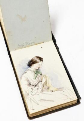 A small Victorian artist pocket sketch book, containing a collection of watercolour drawings and pencil sketches by Augusta Pearson, including river landscapes and portraits, etc. - 5