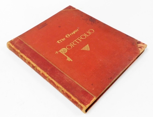 The Graphic Portfolio and Selection from The Admired Engravings which have appeared in the Graphic, published by The Graphic Office, 190 Strand, 1876, bound in red cloth and half red leather with gilt decoration.