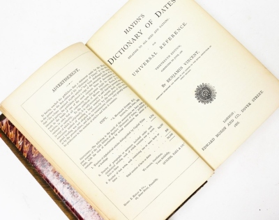 Webster's Complete Dictionary of The English Language, published by George Bell & Sons 1877, bound in green cloth and half leather, and Hayden's Dictionary of Dates, 1868 and The Student's English Dictionary by John Ogilvie, 1908. (3) - 4