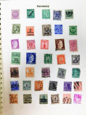 A blue stamp album and contents of stamps, comprising various used and unused World stamps, for Brazil, the Conga, Georgia, Canada, America and other locations. (1 album) - 2