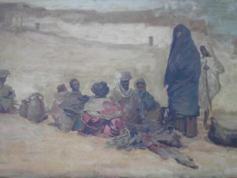 George Alfred Boden (1888-1956). North African figures - oil on board